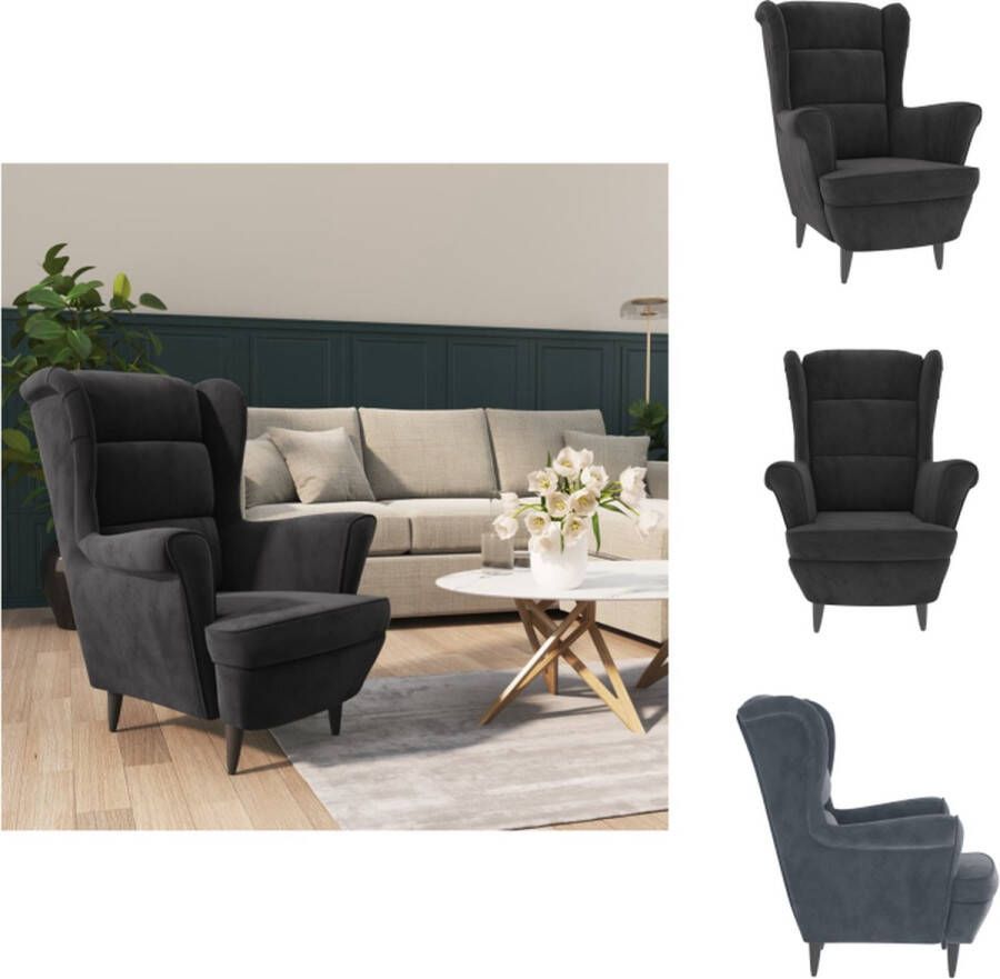 VidaXL Fauteuil Velours Donkergrijs 81x90x96.5 cm Stabiel frame Comfortabele zit 110 kg draagvermogen Fauteuil