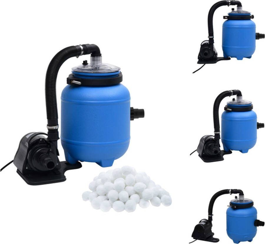 VidaXL Filterpomp 250 x 336 mm 4 m³ u Geschikt voor 0-35 °C Kleur- blauw en zwart Materiaal- kunststof Diameter- 32 mm Met Filterballen Montage vereist Zwembadfilter