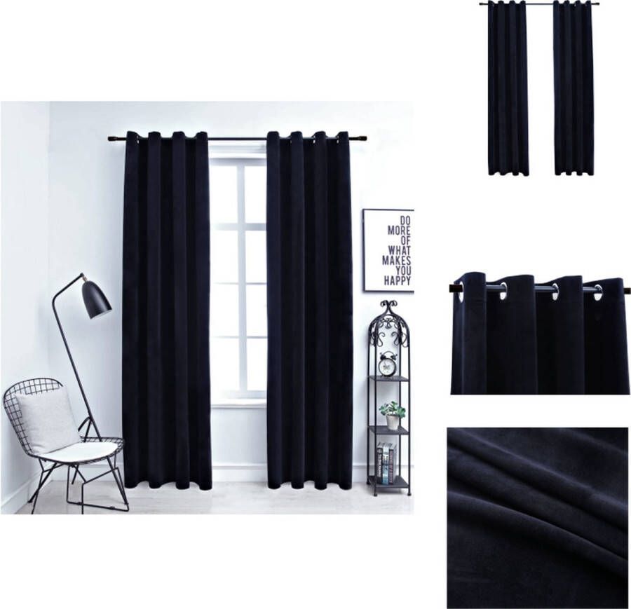VidaXL Fluwelen Gordijnen 140 x 175 cm zwart 100% polyester fluweel Gordijn