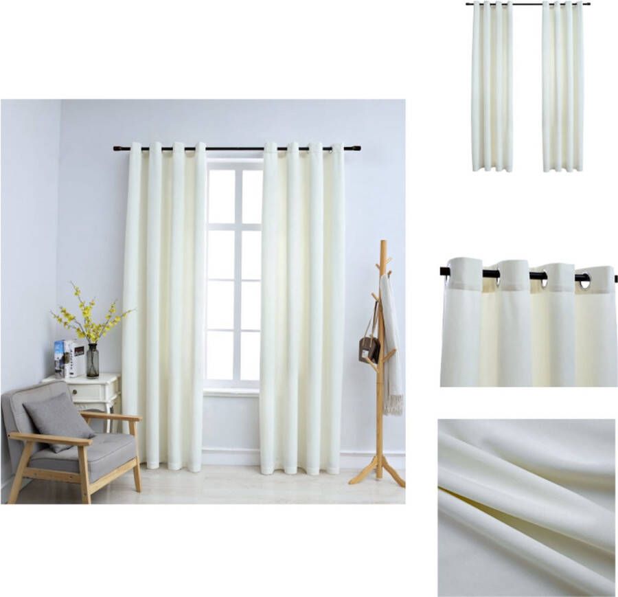 VidaXL Fluwelen Gordijnen 140 x 245 cm Crème 100% polyester met metalen ringen Gordijn