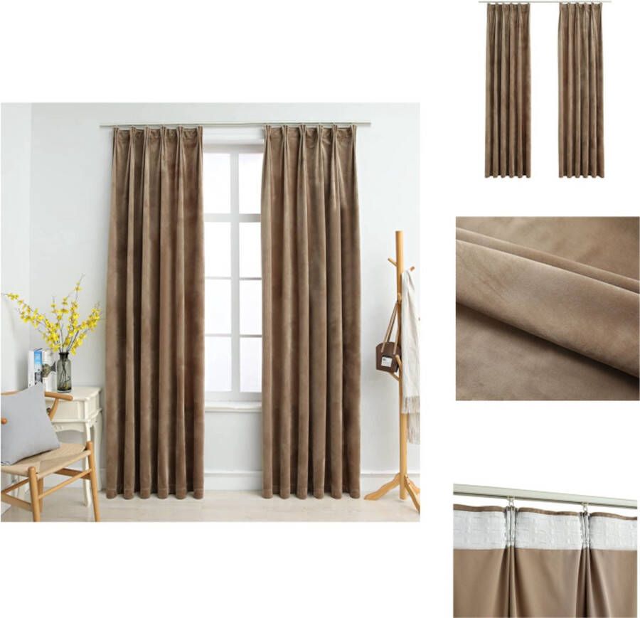 VidaXL Fluwelen Gordijnen Beige 140 x 225 cm 100% Polyester Gordijn