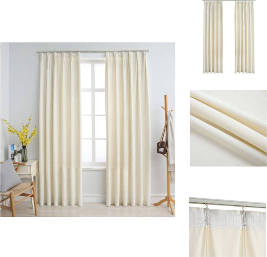 VidaXL fluwelen gordijnen crème 140 x 245 cm biedt privacy blokkeert licht wasbaar 2 stuks Gordijn