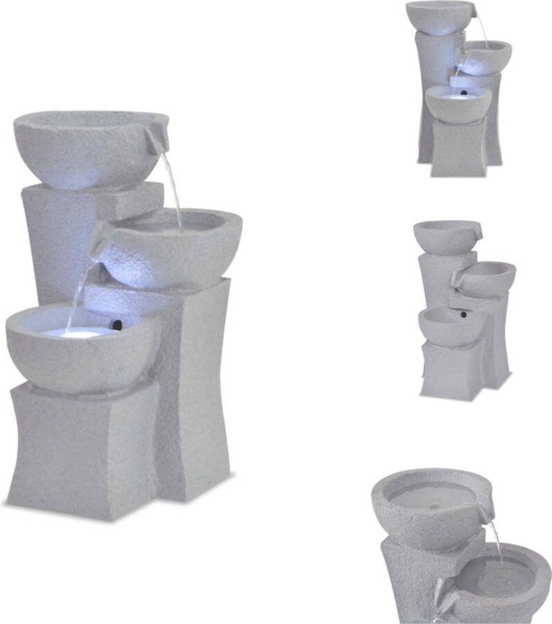 VidaXL Fontein Polyresin 27.2 x 27.8 x 39.5 cm LED-verlichting Grijs Fontein