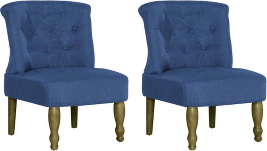 vidaXL Franse stoelen 2 st stof blauw