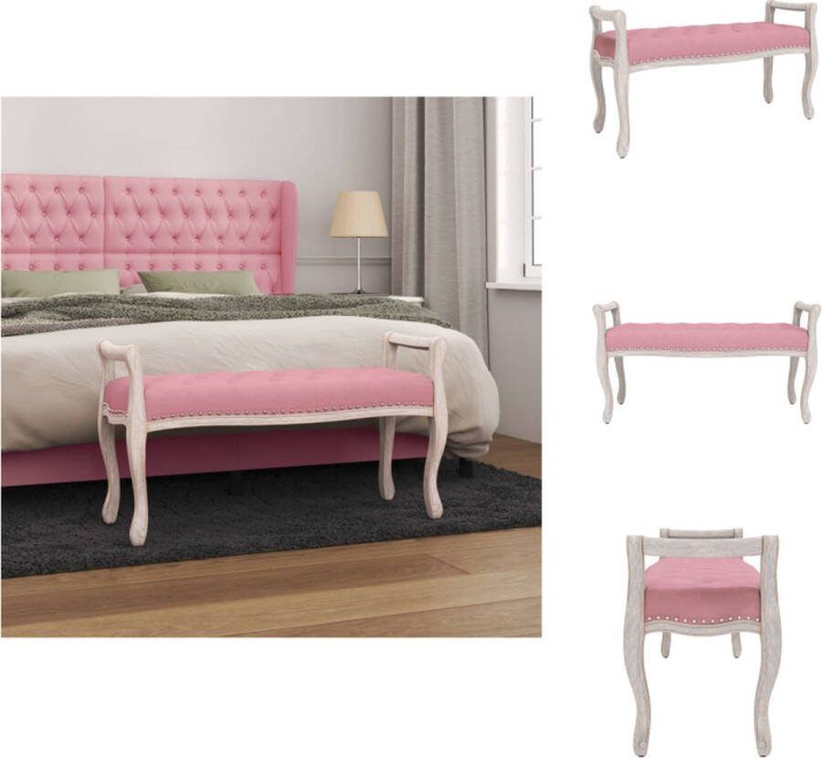 VidaXL Franse Vintage Fluweel Halbankje Roze 110 x 45 x 60 cm Stabiele Zitting Draagvermogen 110 kg Montage Vereist Tuinbank
