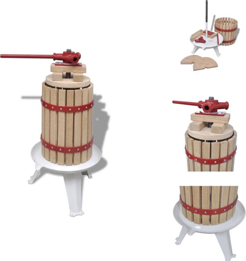 VidaXL Fruit- en wijnpers Eikenhout Gietijzer Staal 6L 275 x 560 mm Robuust en duurzaam Citruspers (handmatig)