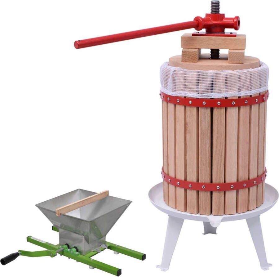 VidaXL Fruitpersset Eikenhout Gietijzer 18L Stalen Stamper Citruspers (handmatig)