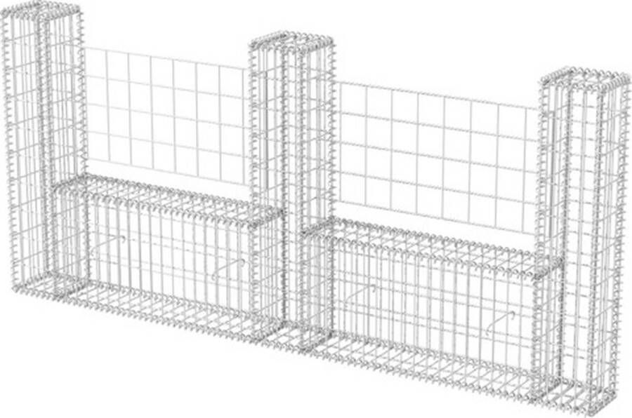VidaXL -Gabion-mand-U-vormig-240x20x100-cm-staal