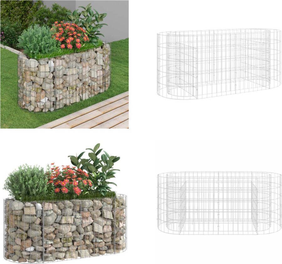 VidaXL Gabion plantenbak verhoogd 120x50x50 cm gegalvaniseerd ijzer Verhoogde Plantenbak Verhoogde Plantenbakken Plantenbak Bloembak