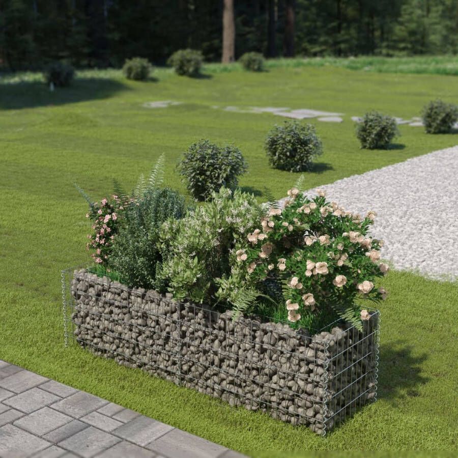 VidaXL -Gabion-plantenbak-verhoogd-180x50x50-cm-gegalvaniseerd-staal
