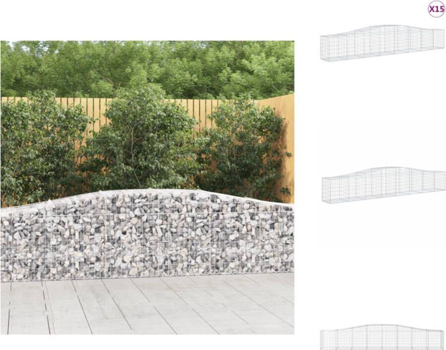 VidaXL Gabion Schanskorf 400x50x60 80cm Zilver gegalvaniseerd ijzer 15 stuks Bloempot