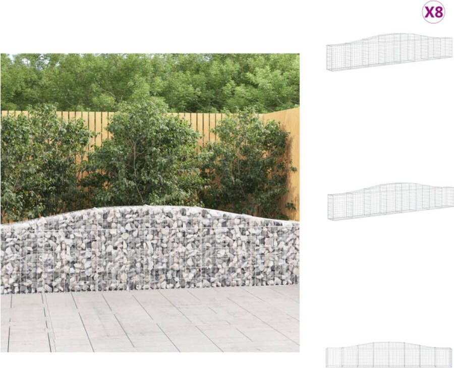 VidaXL Gabion Schanskorf Decoratieve Tuinbarrière 400x30x60 80 cm Zilver Gegalvaniseerd IJzer 8 stuks Bloempot