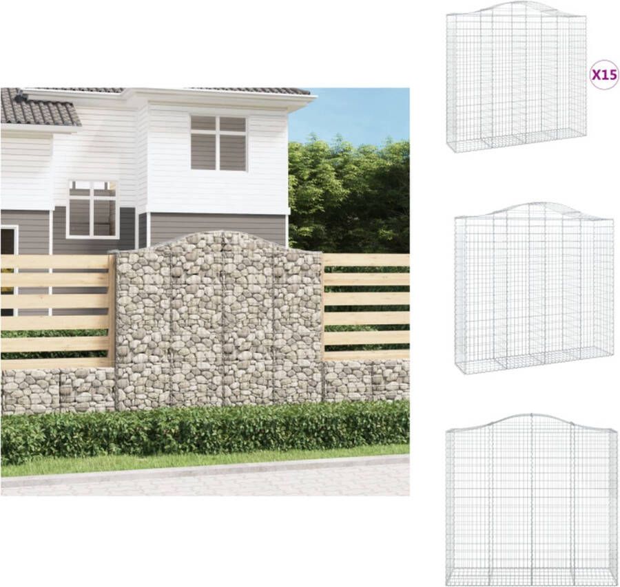 VidaXL Gabion schanskorfset 200 x 50 x 180 200 cm Roestbestendig gegalvaniseerd ijzer Decoratieve en geluidsisolerende tuinbarrière Bloempot