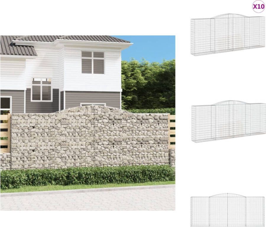 VidaXL Gabion Schanskorven 400 x 50 x 160 180 cm Gegalvaniseerd ijzer Set van 1 Bloempot