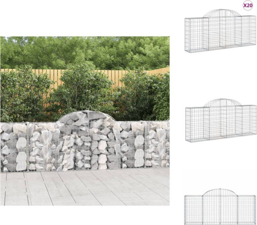VidaXL Gabionmuur 200x30x80 100 cm Decoratieve geluidsisolerende schanskorf Gegalvaniseerd ijzer Inclusief schanskorfhaken Zilver Bloempot