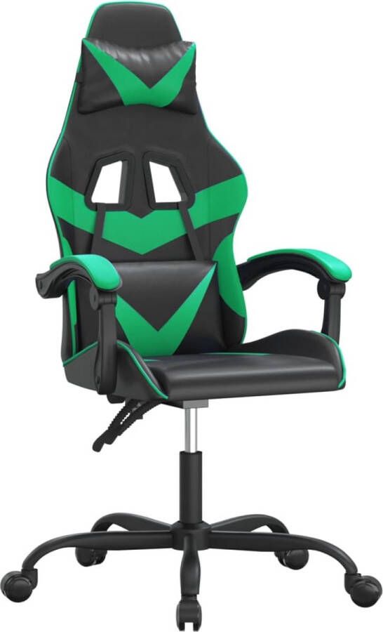 VidaXL -Gamestoel-draaibaar-kunstleer-zwart-en-groen
