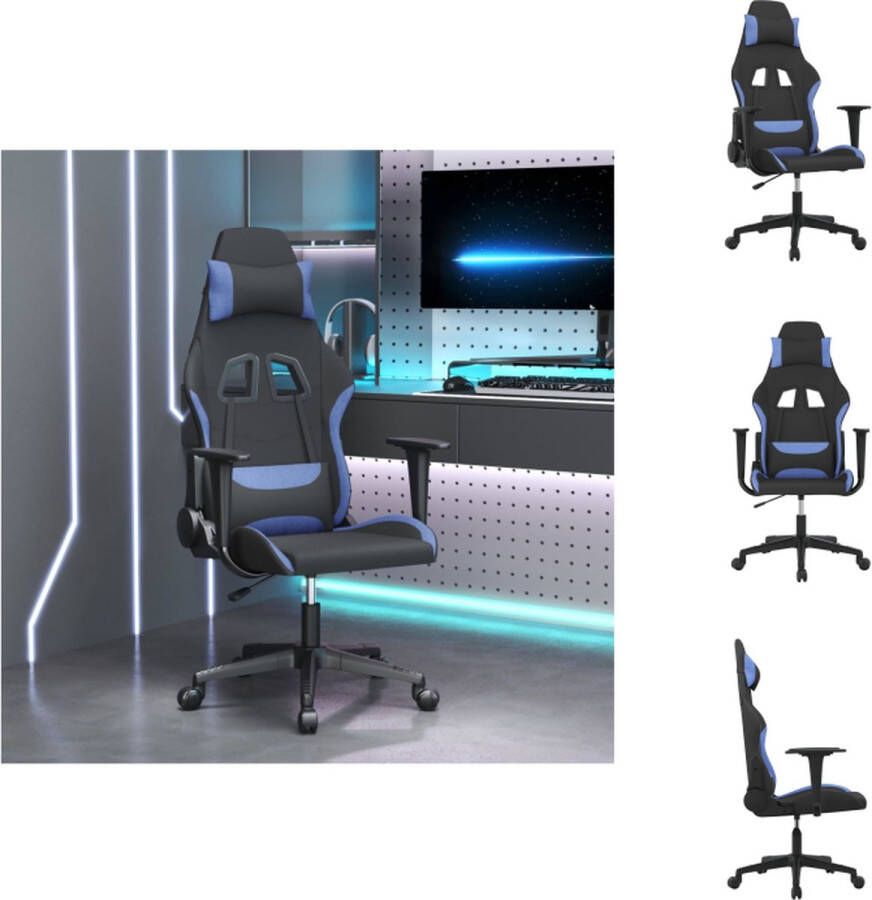 VidaXL Gamestoel Ergonomisch Zwart Blauw Verstelbare rugleuning Massagefunctie Bureaustoel
