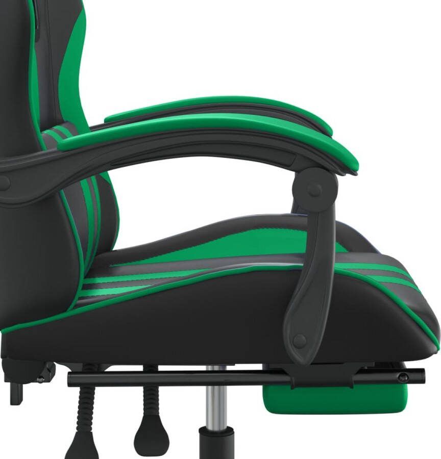 VidaXL -Gamestoel-draaibaar-met-voetensteun-kunstleer-zwart-en-groen