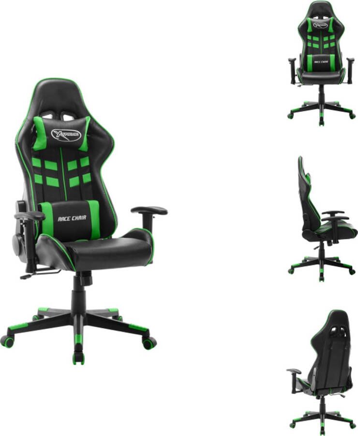 VidaXL Gamestoel Racing bureaustoel zwart groen 67 x 61 x (123-133) cm dik gevoerd Bureaustoel