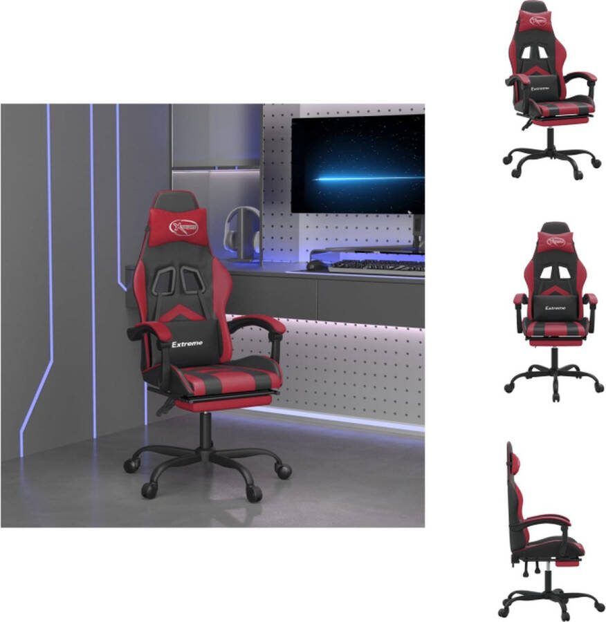 VidaXL Gamestoel Uniek Stoelen Afmeting- 57.5x59.5x(121-131)cm Kleur- Zwart Wijnrood Bureaustoel