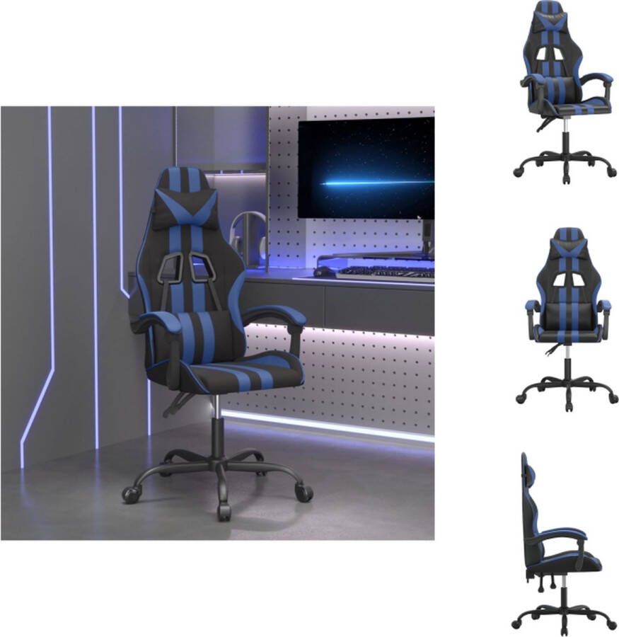 VidaXL Gamestoel Zwart en Blauw Kunstleer Verstelbaar Met massagepunt Bureaustoel