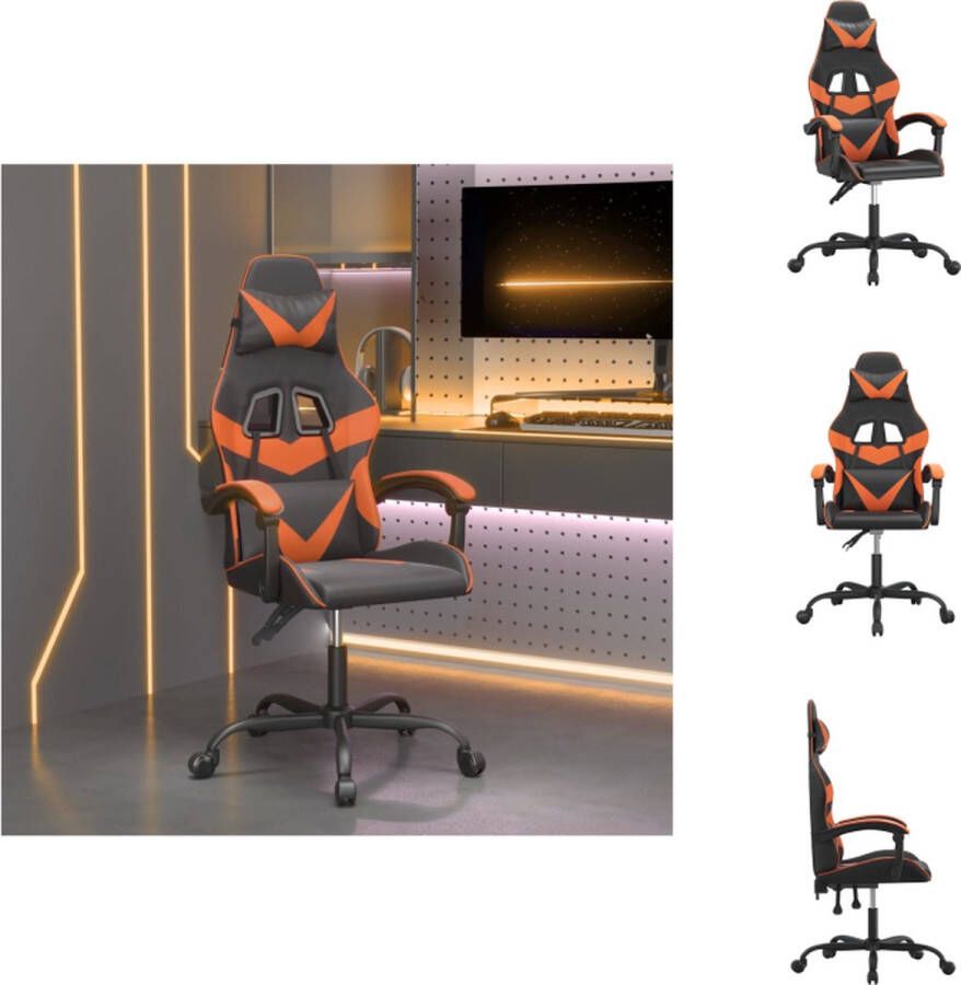 VidaXL Gamestoel Zwart oranje Kunstleer Verstelbaar Met extra kussens 135 graden lighoek Bureaustoel