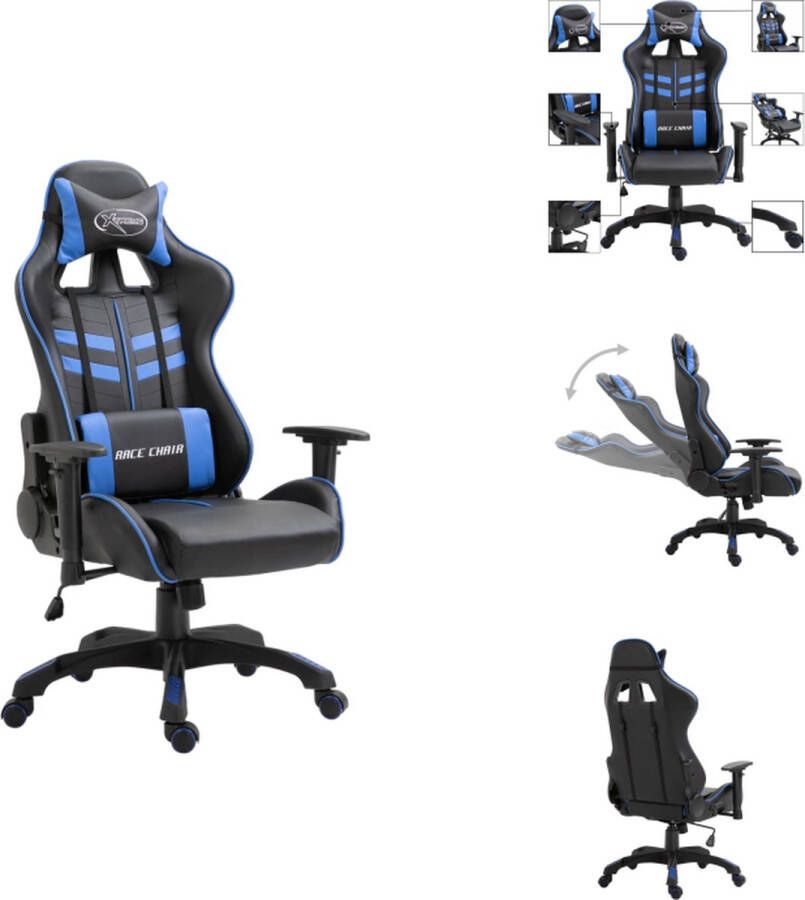 VidaXL Gamingstoel Ergonomisch Zwart Blauw 68.5x68x(118-125) cm Met 360° draaibaar ontwerp Bureaustoel