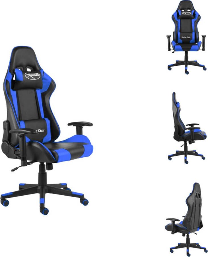 VidaXL Gamingstoel Luxe Blauw Zwart 68x69x(123-133) cm Ergonomisch Bureaustoel