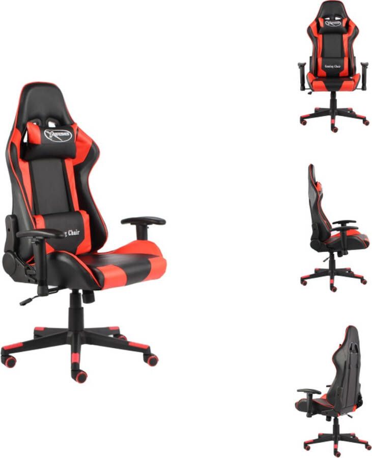 VidaXL Gamingstoel Luxe Hoge rugleuning Ergonomisch Rood Zwart Metaal PVC Bureaustoel