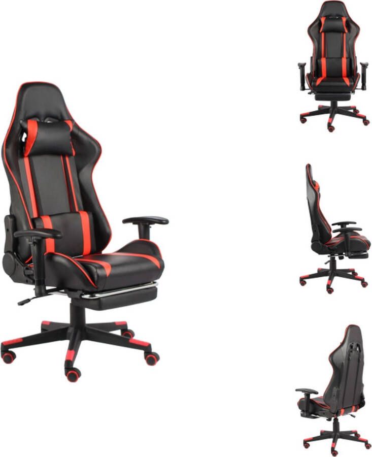VidaXL Gamingstoel Luxe Hoge rugleuning Ergonomisch Zwart rood Metaal PVC 68 x 69 x (123-133) cm 37 x 51 cm zitting 44-54 cm zithoogte 17-23 cm armleuning 110 kg Bureaustoel