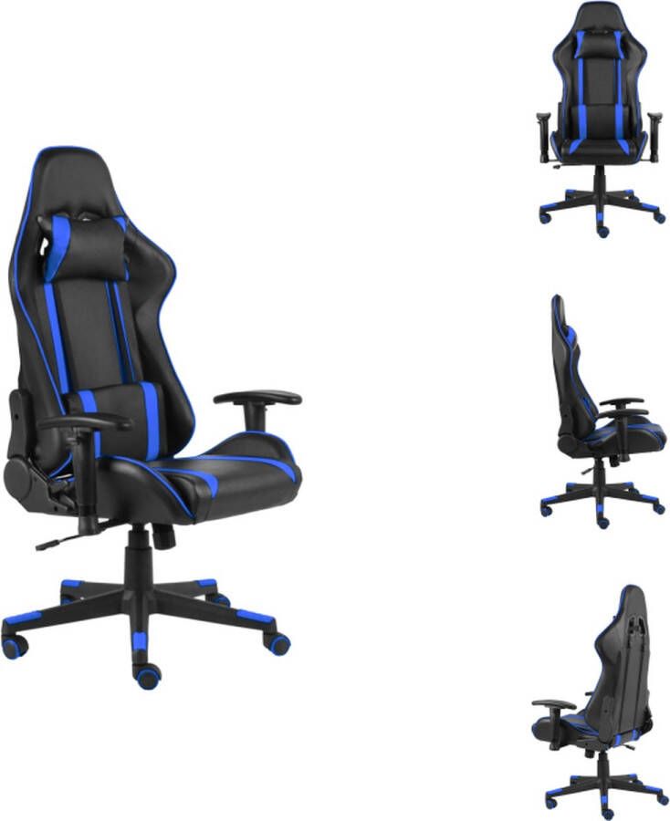 VidaXL Gamingstoel Zwart Blauw Computerstoel Hoge rugleuning Ergonomisch Verstelbaar Bureaustoel