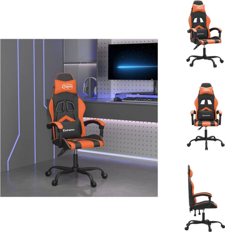 VidaXL Gamingstoel Zwart Oranje Kunstleer USB-aansluiting Verstelbaar Bureaustoel