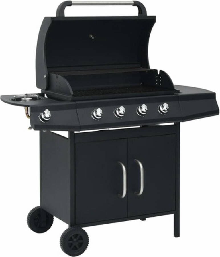 VidaXL Gasbarbecue 4+1 Kookzone Staal Zwart