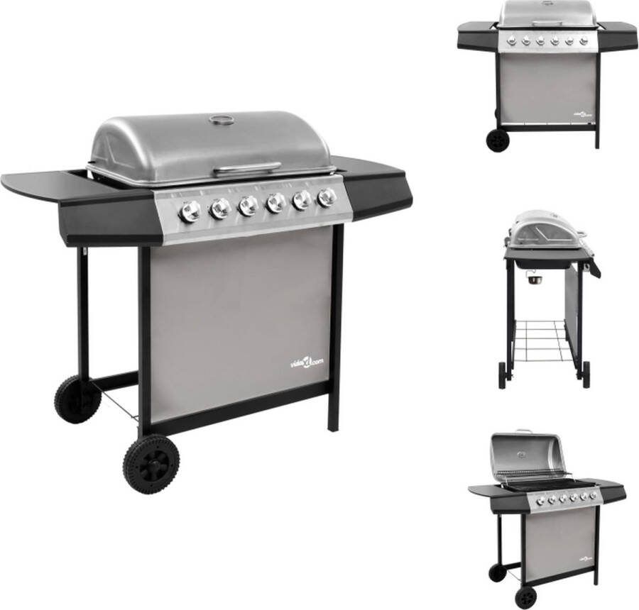 VidaXL Gasbarbecue 6 branders Gepoedercoat staal en roestvrij staal 102 x 55 x 98 cm 12.0 kW Barbecue