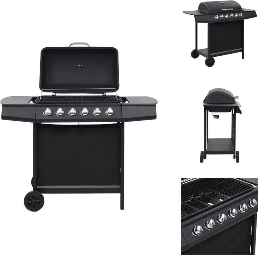 VidaXL Gasbarbecue 6 kookzones 112x54x98 cm Zwart Barbecue
