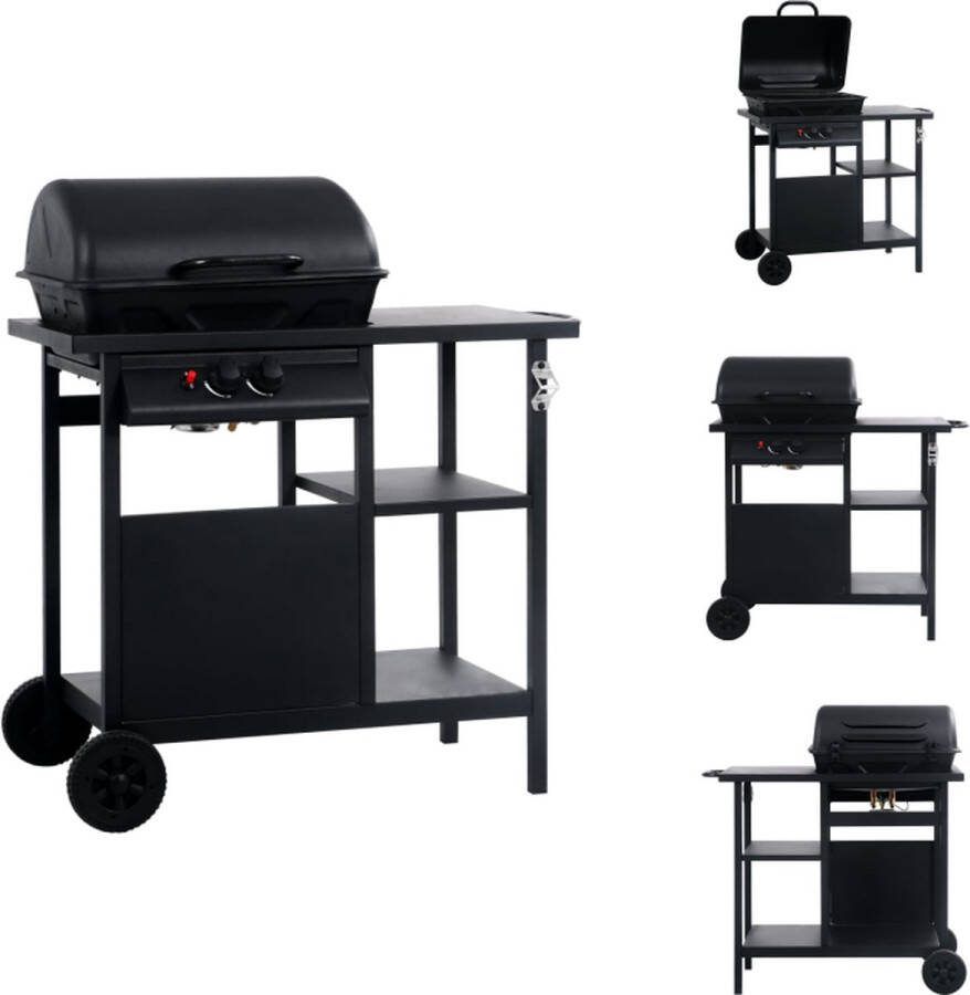 VidaXL gasbarbecue 92x53x96 cm 3-laags zijtafeltje zwart Barbecue