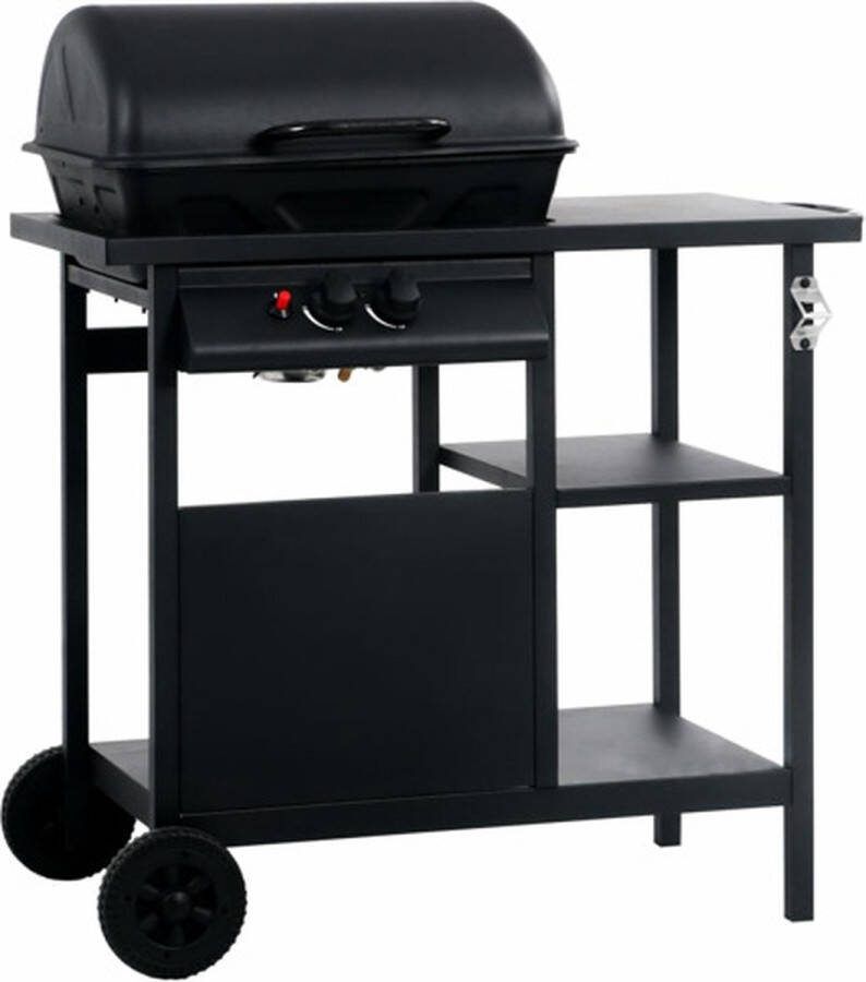 VidaXL Gasbarbecue met 3-laags zijtafel in het zwart