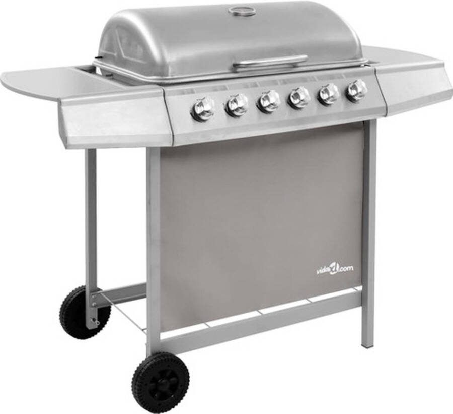 VidaXL VDXL Gasbarbecue met 6 branders zilverkleurig