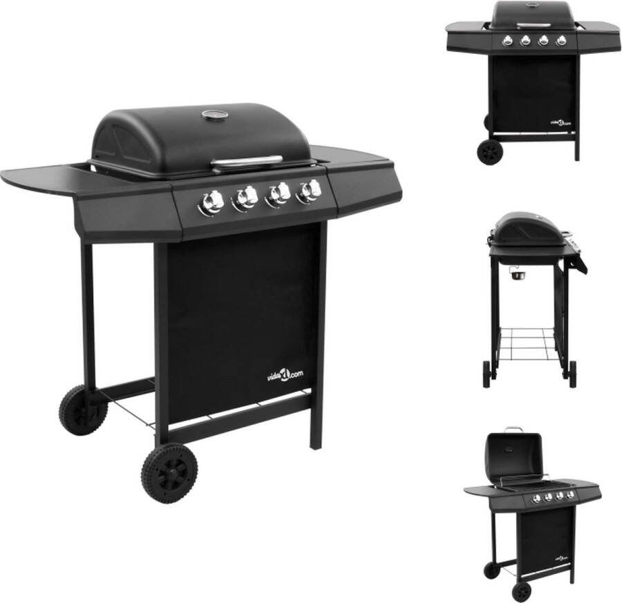 VidaXL Gasbarbecue s Gasgrill met 4 branders Groot kookoppervlak Met ingebouwde thermometer Zijtafels Duurzaam materiaal Inclusief barbecuehoes Barbecue