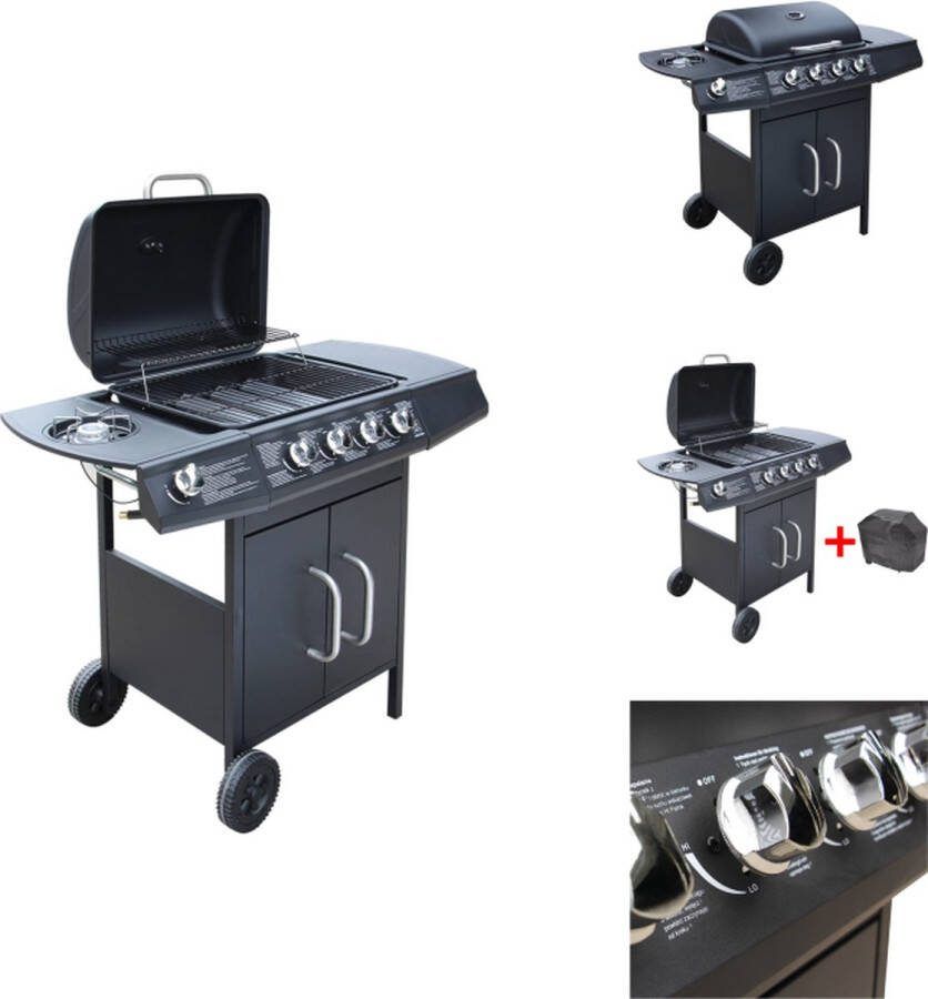 VidaXL Gasbarbecue Zwart 104 x 55.4 x 97.7 cm 9.7 kW Inclusief BBQ hoes Barbecue