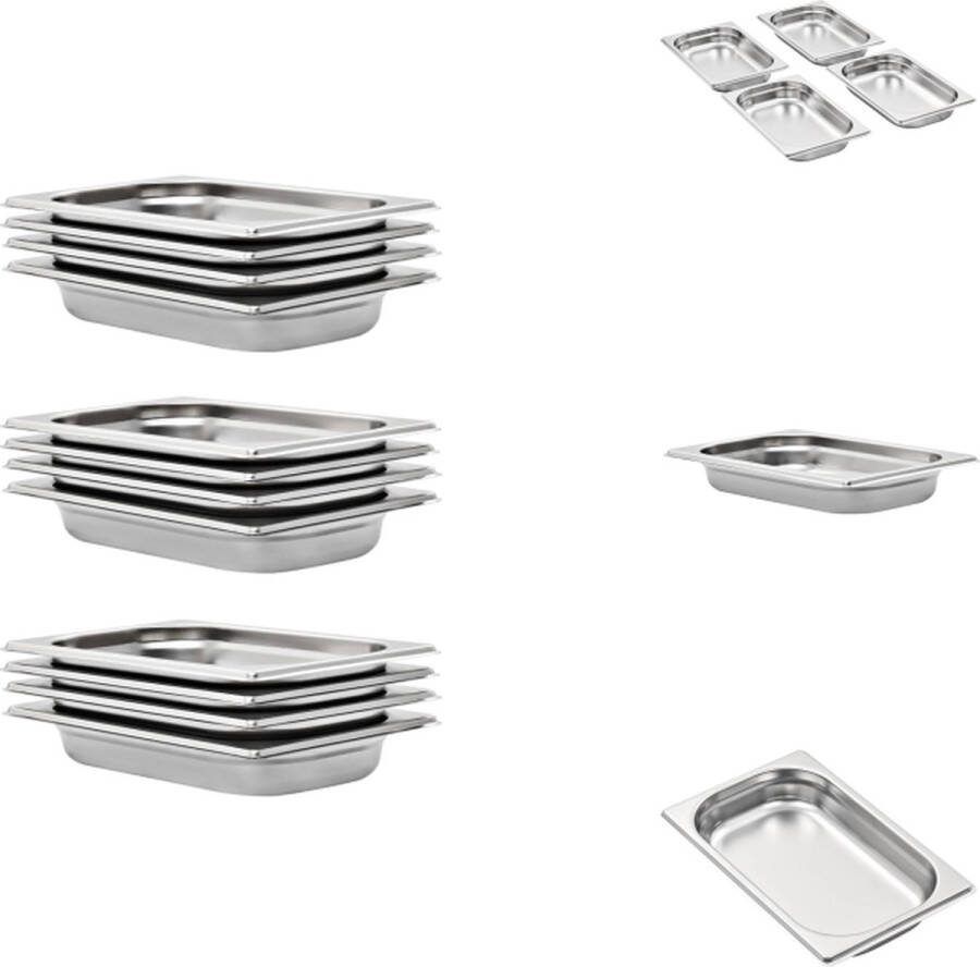VidaXL Gastronormbakken 265 x 162 x 40 mm Roestvrij staal Stapelbaar Gastronormbak