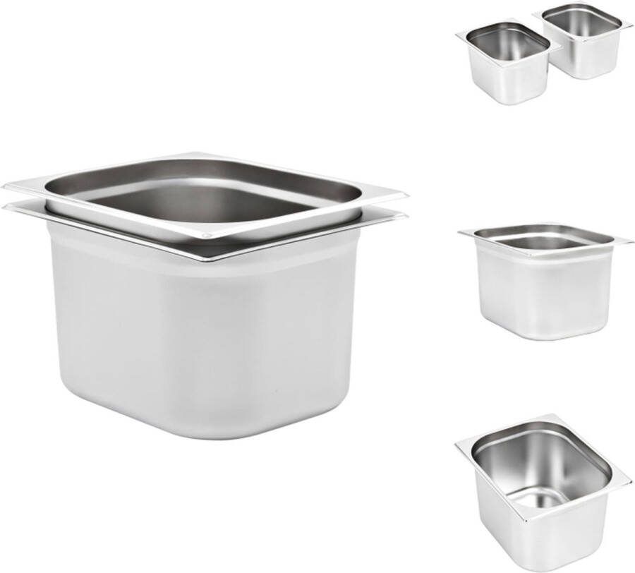 VidaXL Gastronormbakken GN 1 2 325 x 265 x 200 mm Roestvrij Staal Gastronormbak