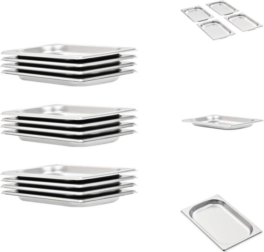 VidaXL Gastronormbakken GN 1 4 265 x 162 x 20 mm Roestvrij staal Gastronormbak