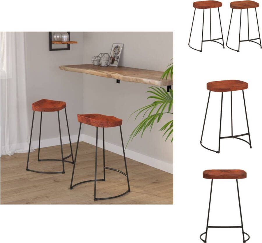 VidaXL Gavin Retro Barkruk Mangohout 45 x 40 x 63 cm Stabiel en Duurzaam Barkruk