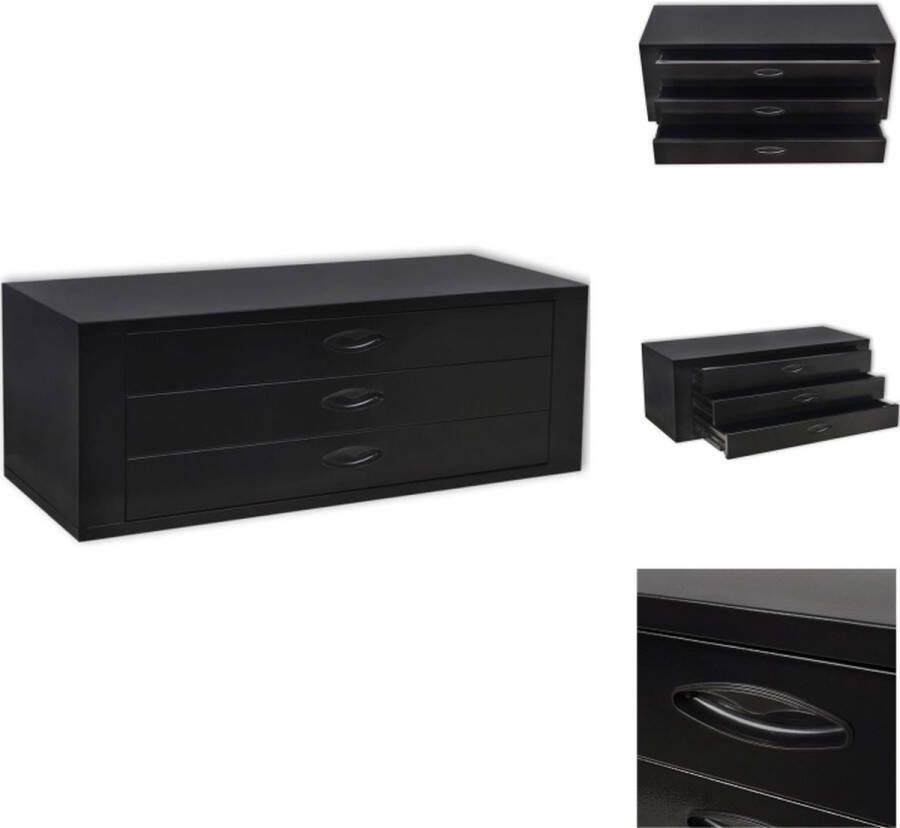 VidaXL Gereedschapskist 3 lades 15 kg draagvermogen Iconisch industrieel ontwerp Staal 89.5 x 36 x 32 cm Gereedschapskoffer