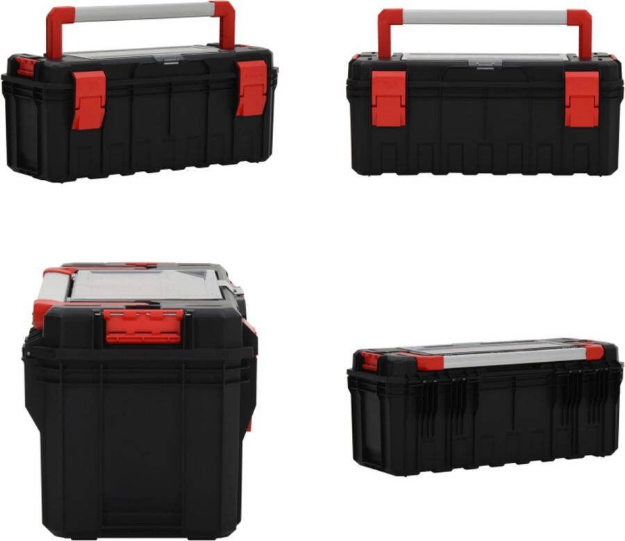 VidaXL Gereedschapskist 65x28x31-5 cm zwart en rood Gereedschapskist Gereedschapskisten Gereedschapsorganiser Opbergkist