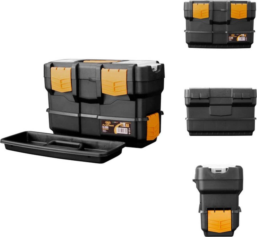 VidaXL Gereedschapskoffer zwart en geel 350 x 170 x 230 mm stevige clipsluitingen Gereedschapskoffer