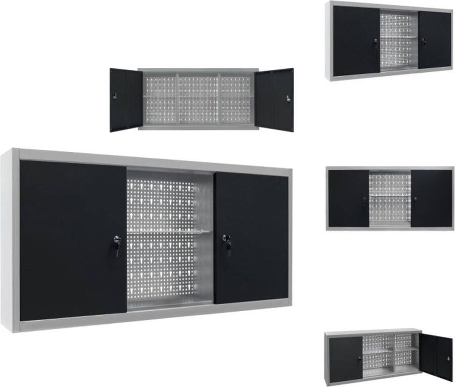 VidaXL Gereedschapsopberger Wandkast 120 x 19 x 60 cm Grijs Zwart Gereedschapskar
