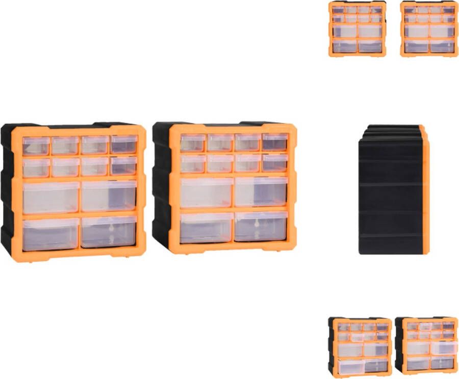 VidaXL Gereedschapsorganiser 24 lades PP Oranje Zwart 26.5 x 16 x 26 cm Gereedschapskoffer
