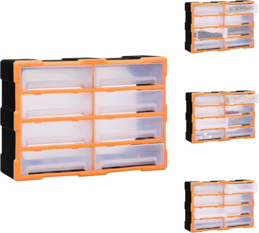 VidaXL Gereedschapsorganizer 8 lades PP 52 x 16 x 37 cm Transparante lades Gereedschapskoffer